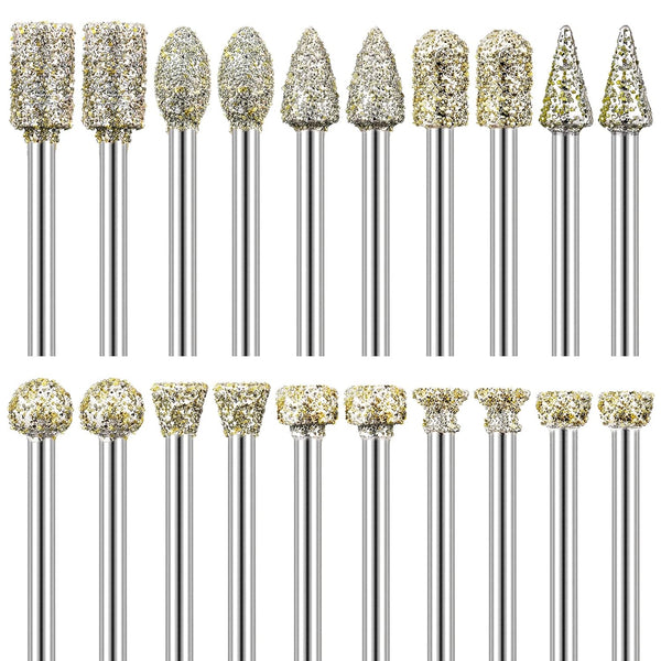 Diamond Grinding Burr Drill Bit Set - 20Pcs for Dremel Rotary Tool, 1/8 Inch Shank Accessories