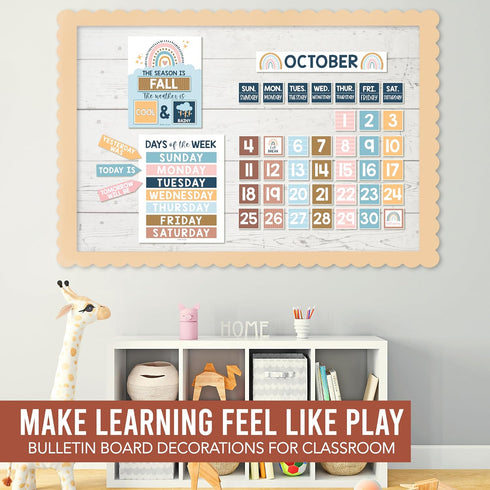 Hadley Designs Boho Calendar For Classroom - Bulletin Board Sets for Teachers, School Calendar for Classroom