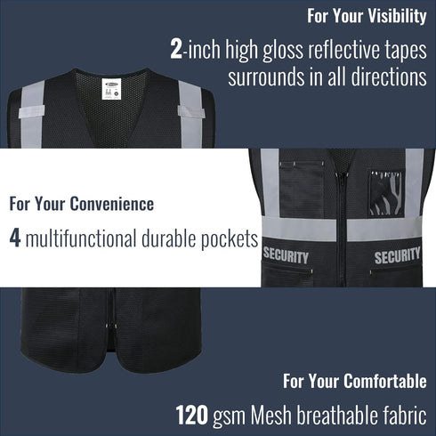 Hi-Visibility Security Vest with Pockets - ANSI/ISEA Compliant Safety Gear for Men & Women