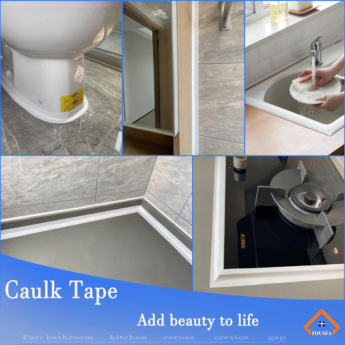 White Caulk Tape Waterproof Self Adhesive, Toilet Caulk Sealant Tape, Bathtub Sealing Strip for Bathroom Caulking