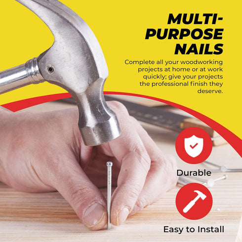 Top Quality Nail Assortment Kit - Over 1800 Multipurpose Hardware Nails in 11 Sizes - Non Bendable & Sturdy Box
