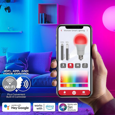 25ft 230 Monster Smart RGB+IC LED Strip Lights Sound Reactive Strip Lights for Bedroom, App & Voice Control, RGB Light