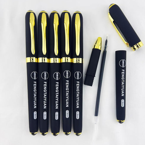Fengtaiyuan 038P18Prox6 Gel Pens, Black Ink, Ultra Fine 0.38mm, Smooth Writing, 6 Pack