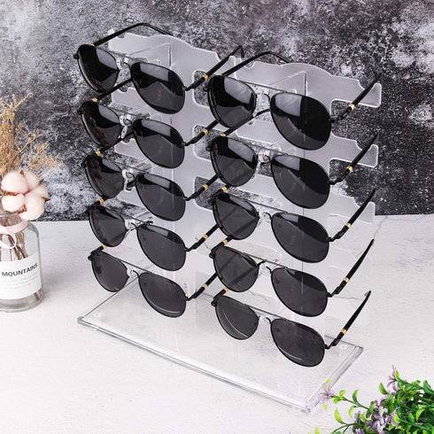 Lamoutor 2 Row Transparent Sunglasses Rack Holder - Glasses Display Stand