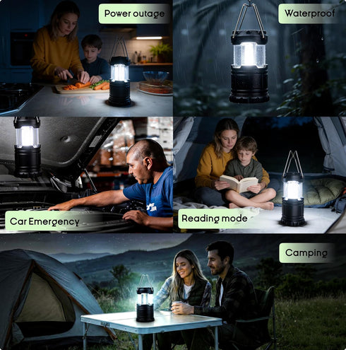 3 MalloMe LED Camping Lantern, Battery Powered Lanterns for Power Outages, Portable Hanging Collapsible Camping Lights