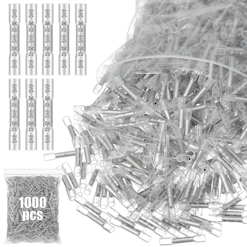 Frienda 1000 Pcs Marine Grade Heat Shrink Butt Connectors - Insulated Crimp Wire Connectors for Boats, Automotive, Home