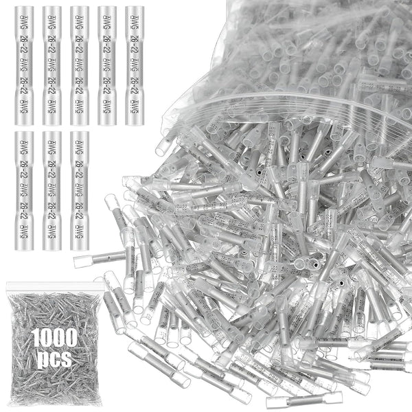 Frienda 1000 Pcs Marine Grade Heat Shrink Butt Connectors - Insulated Crimp Wire Connectors for Boats, Automotive, Home