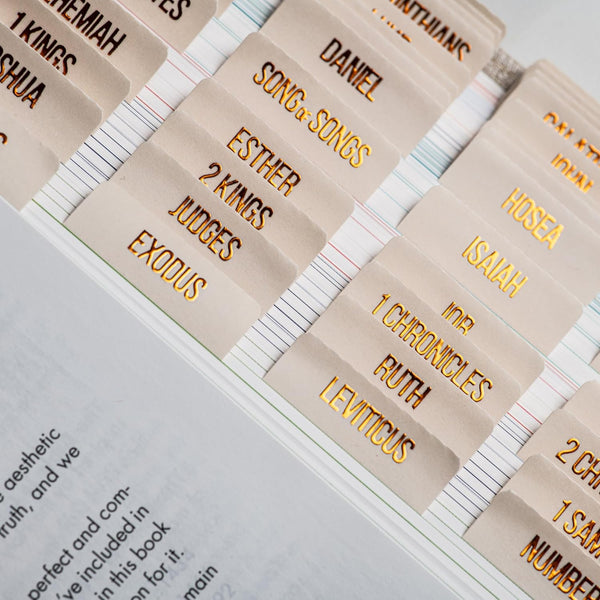 DiverseBee Laminated Bible Tabs - 73 Bible Tabs with Copper Embossed Lettering for Journaling