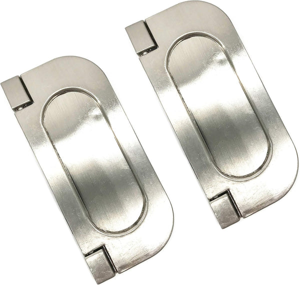 Silver Flat Recessed Type Furniture Wardrobe Drawer Pull Handle, Flush Ring Pull, 2pcs Cabinet