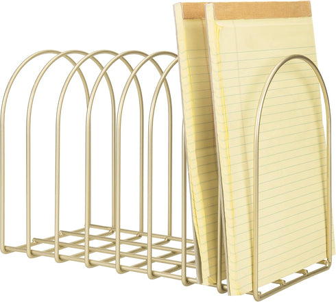 MyGift Large Brass Metal Wire Document Holder, 8-Slots File Folder Organizer Rack with Arch Design