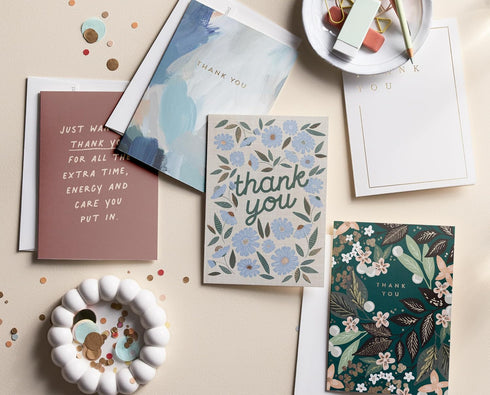 Pack, Set 5, Pack, Minted Elegant Thank You Greeting Cards of Thank You Notes Variety Folded Thank You Cards