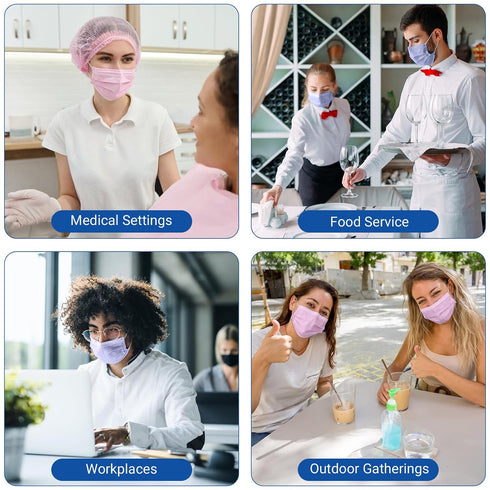 50 Pack 4-Ply 3 JMU Disposable Face Masks, ASTM Level Medical Masks for Adults, Purple