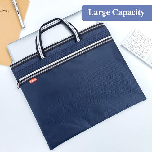 M&G Zipper Pouch with Handle - 12x15 in Large Pocket File Bag, Double-Layer Large Capacity Waterproof, A4 Foldable