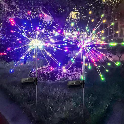 2 Pack Solar Firework Lights 150 LED 8 Modes Solar Garden Lights for Outside Waterproof Decorative Stake