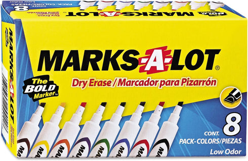 Avery 24411 Dry-Erase Markers Set, Chisel Tip, 8/BX, AST