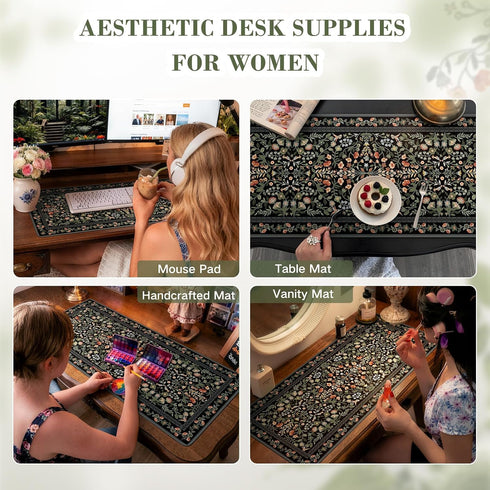 iCasso Desk Mat for Keyboard and Mouse, Large Mouse Pad, Desk Pad Mat, Anti-Slip Big Mousepad with Stitched Edges