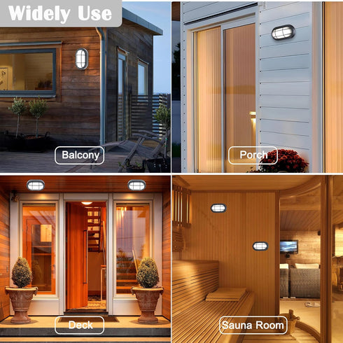 Dimmable 6W 600Lumens 5000K 1 Pack Oval Bulkhead Light Fixture, Outdoor Wall Lantern, LED Nautical and Sauna Light