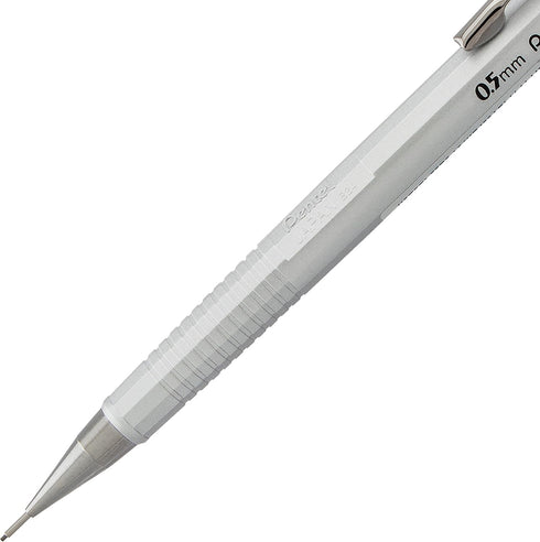 Pentel Sharp Mechanical Pencil, 0.5mm, Metallic Silver Barrel, Box of 12