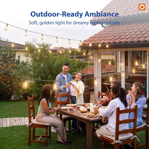 50FT 16 ST38 Bulbs(1 Dimmable addlon LED Outdoor String Lights with Remote Waterproof Patio Lights with Shatterproof