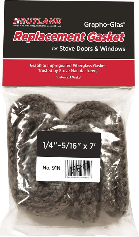 Grapho-Glas Bagged Gasket, Rutland, 7' x 1/4"-5/16" Rope