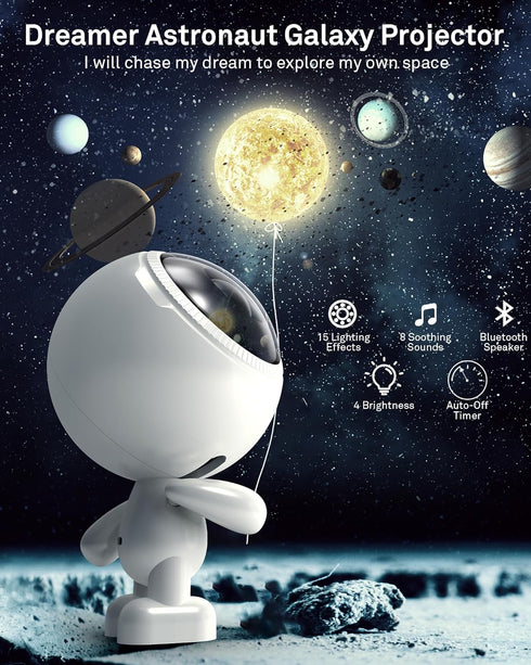 AIRIVO Dreamers Star Projector,Astronaut Galaxy Projector Bluetooth Speaker with Remote,White Noise,Interactive Posture