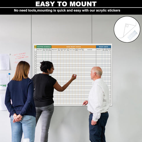 Extra Large 36X45 Inch Property Management Make Ready White Board - Dry Erase Checklist for Real Estate