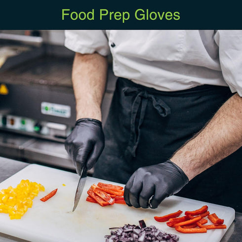 FifthPulse Blue and Black Vinyl Disposable Gloves 100 Pack - Powder and Latex Free Medical Exam