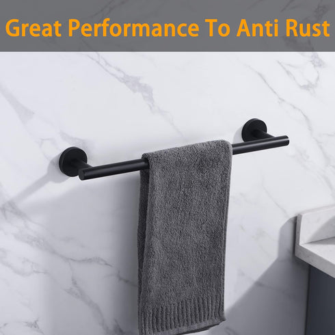 Nolimas Matte Black Bath Towel Bar, Classic Wall Mounted Towel Rack, SUS304 Stainless Steel, 16 Inches