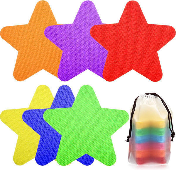 Outus 48 Pieces Star Shape Carpet Markers, 4 Inch Color Markers for Classroom Floor Decorations