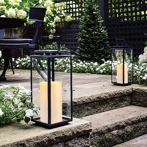 4" 6" Set 2 Homemory x Large Waterproof Outdoor Flameless Candles, Battery Operated Flickering LED Pillar Candles