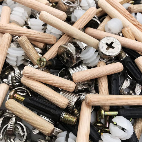 300Pcs 3-in-1 Furniture Connecting Hardware Kit, Cam Lock Fasteners, Wood Dowel Pins, Pre-Inserted Nut for Furniture
