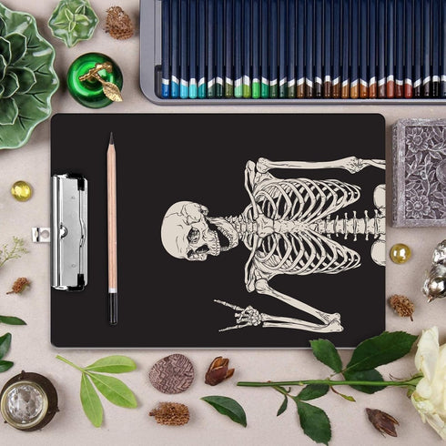 Britimes Decorative Clipboard Hardboard Wood Nursing Clip Board for Standard A4 Letter Size, Funny Skull Skeleton 12.6"