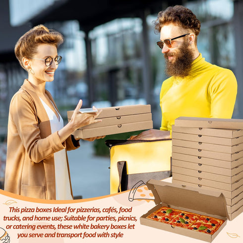 AmazingSpark 50 14 7 1.5 Inch Pcs Pizza Boxes x x Kraft Flatbread Box Corrugated Rectangular Take out Baking Containers