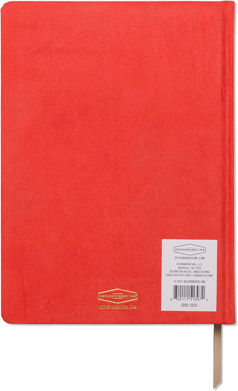 DesignWorks Ink Good Things Are Coming Orange, 7.5" x 10.25" Jumbo Journal Notebook, Vegan Suede, Gold Arches Accents,