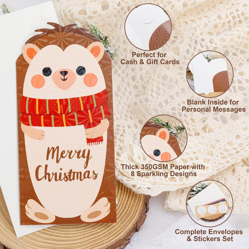 72Pcs Set 24 24 24 8 Christmas Money Cards, Christmas Gift Money Card Holders with Envelopes, Holiday Money Holders