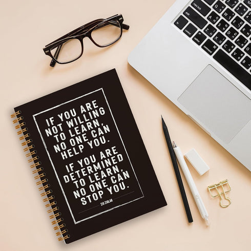 ZIG ZIGLAR Quote If You Are Not Willing To Learn Lined Hardcover College Ruled Spiral Notebook Journal for Work Notes Journaling 5.5×8.3 Inch,Motivational Gifts for Coworkers Employees Students by Tizzer