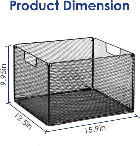 Housmile Foldable Mesh File Folder Organizer, Metal Storage Boxes, Letter Size File Box, 2 Pack