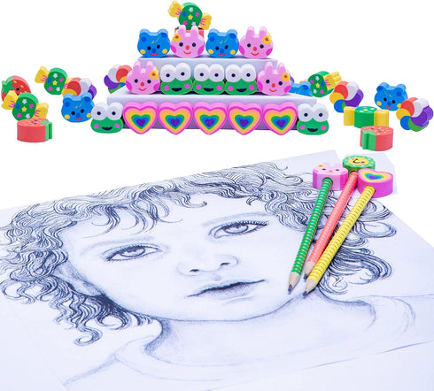 RONDURE Pencil Erasers Toppers, 35pcs Pink Heart Shape Pencil Top Erasers