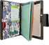 Padfolio Ring Binder with Color File Folders, Flower Painting PU Leather Organizer Portfolio (Blue)