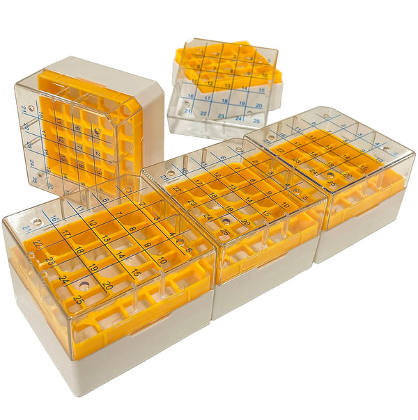 5 PCS Polycarbonate CryoBox Vial Rack, Freezer Storage, 5 x 5 Array for 2ml Cryostorage Freezing Box
