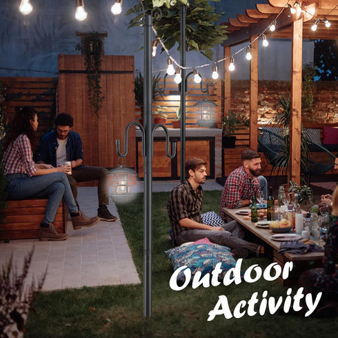 ETICSIPA 10FT 1.5 Inch 2 1 String Light Poles, Heavy Duty Poles for Outdoor String Lights with Shepherd Hook, in Light
