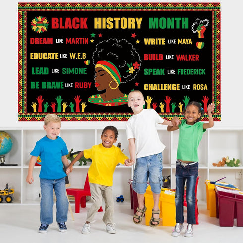 Faccito 62 Pcs Black History Month Bulletin Board Decorations Set with Cutouts Borders for Classroom Home Class School