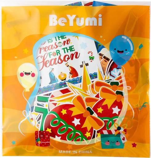 BeYumi 96Pcs Jesus is The Reason for The Season Cutouts for Christmas Nativity Bulletin Board Decoration Set