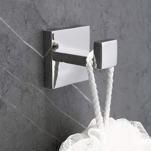 Nolimas Bath Towel Hook, SUS 304 Stainless Steel Square Clothes Towel Coat Robe Hook, 2 Pack, Chrome Polished