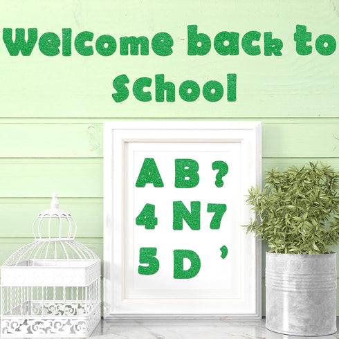 Qyeahkj 260Pcs Glitter Green Bulletin Board Letters, 4” Letter Combo Pack Set for Classroom Wall Decor