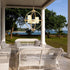 SUNNYPARK 3 12.6" Battery Operated Outdoor Candle Chandelier - Gold and Black Metal Globe Hanging Pendant Light