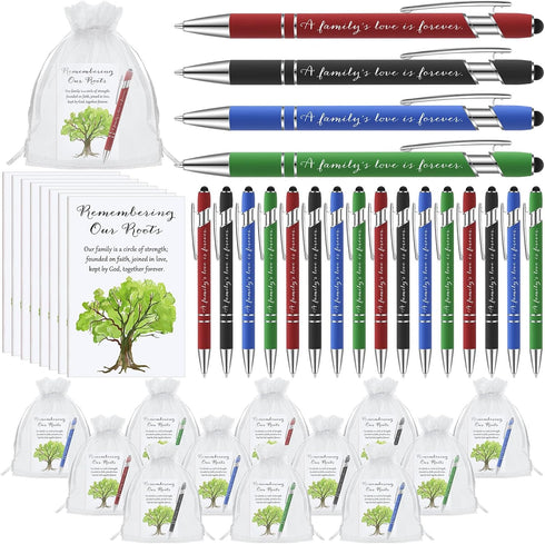Janlaugh 16 Sets Family Reunion Favors, Family Notebook, Ballpoint Pen with Stylus Tip, Organza Bags, Family Reunion