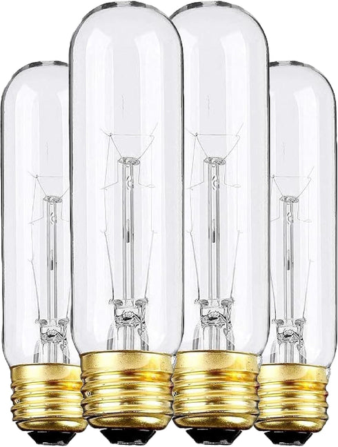 Weyolin Edison Light Bulbs,120V, E26 Base, T10 Tubular Bulbs, 25W Clear Incandescent, Warm