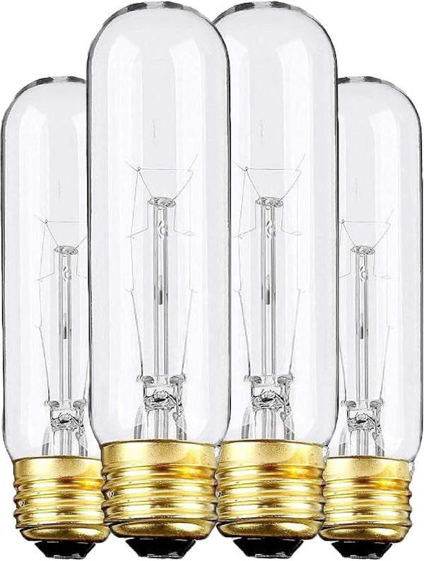 Weyolin Edison Light Bulbs,120V, E26 Base, T10 Tubular Bulbs, 25W Clear Incandescent, Warm