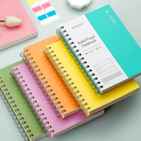 EMSHOI A5 Spiral Notebook, College Ruled, 300 Pages, 5.7" X 8.22", 100gsm Thick Paper, Waterproof Hardcover